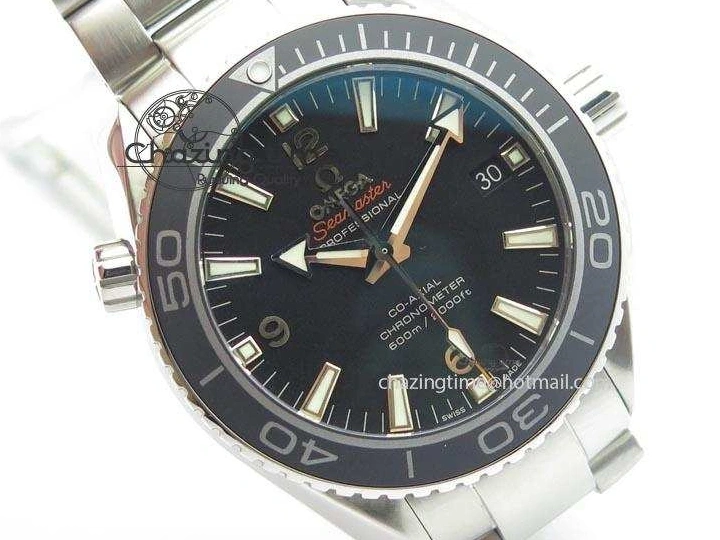 0314 Planet Ocean SS Bp Maker 45mm Black Bezel On SS Bracelet A OnTrend 8218